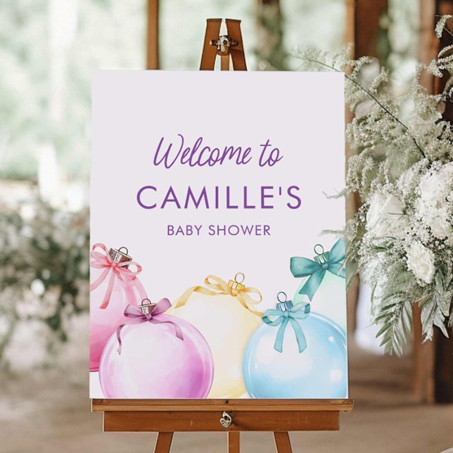 Winter Christmas Girl Baby Shower Welcome Sign (Winter Girl baby shower welcome sign)