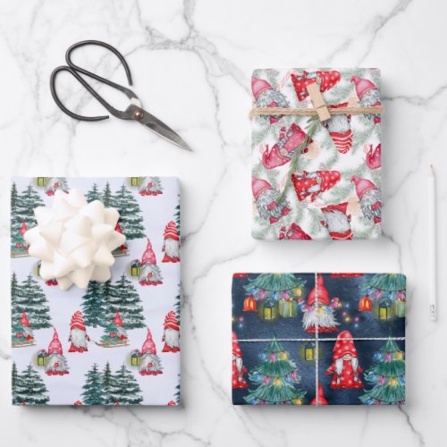 Winter Christmas Gnomes Wrapping Paper Sheets