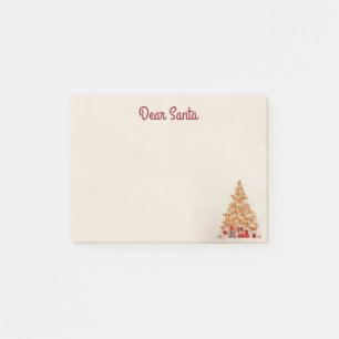 Winter Christmas Gold Glittered Tree Presents Post-it Notes