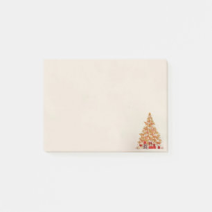 Winter Christmas Gold Glittered Tree Presents Post-it Notes
