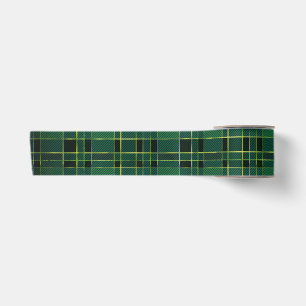 Winter Christmas Green & Black Tartan & Gold Foil Satin Ribbon
