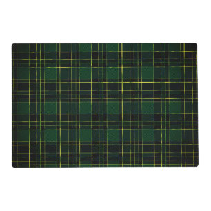 Winter Christmas Green Tartan & Gold Foil Placemat