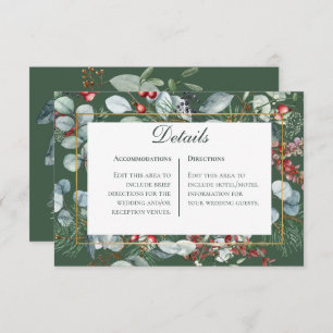Winter Christmas Greenery Green Details Wedding Enclosure Card
