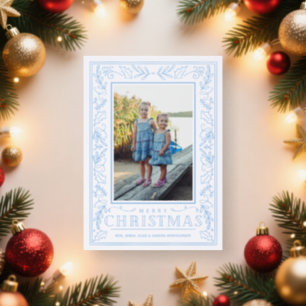 Winter Christmas Greenery Letterpress Photo Cards