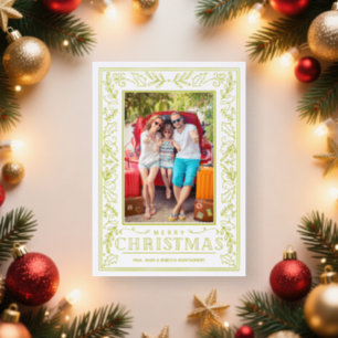 Winter Christmas Greenery Letterpress Photo Cards