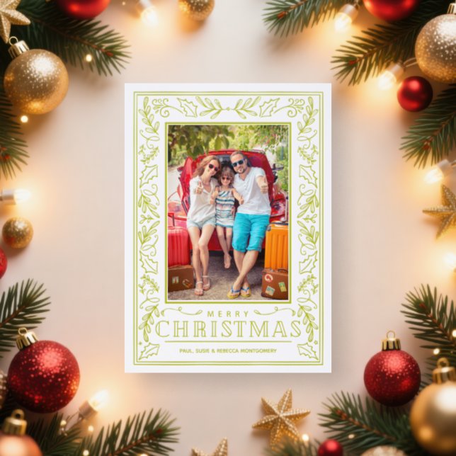 Winter Christmas Greenery  Letterpress Photo Cards (Insitu)