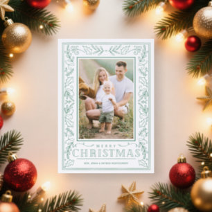 Winter Christmas Greenery Letterpress Photo Cards