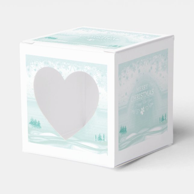 Winter Christmas Heart Window Favor Box (Front Side)