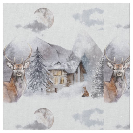 Winter Christmas Highlands Fabric