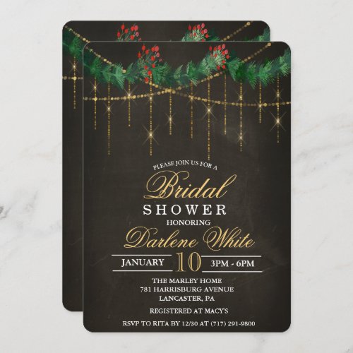 Winter Christmas Holiday Bridal Shower Invitation