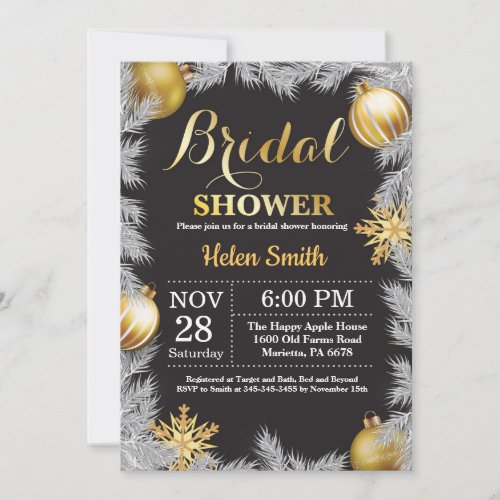 Winter Christmas Holiday Bridal Shower Invitation