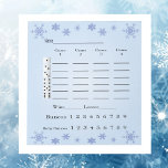 Winter Christmas Holiday Bunco Score Sheet  Notepad<br><div class="desc">Add some festivity to your bunco event with these colorful blue snowflake themed bunco pads.  Add your group name.  These are sure to make a hit at your next Bunco event. Keep on rolling! Bunco!</div>