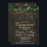 Winter Christmas Holiday Engagement Invitation<br><div class="desc">Winter Christmas Holiday Engagement Dinner Invitation String Lights Bling Lights Holly Garland Chalk Chalkboard Invitation</div>