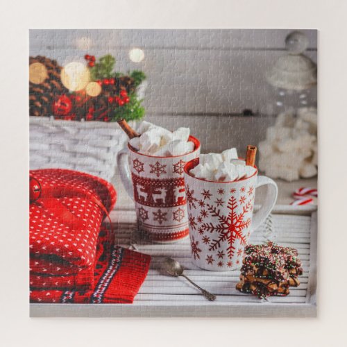 Winter Christmas Holiday Festive Hot Chocolate Mug Jigsaw Puzzle