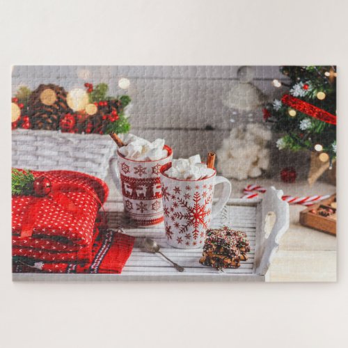 Winter Christmas Holiday Festive Hot Chocolate Mug Jigsaw Puzzle