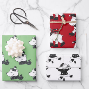 Winter Christmas Holiday Polar Bears Wrapping Paper Sheets