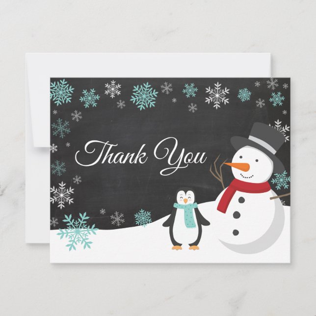 Winter Christmas Holiday Snowflake Thank You card (Front)