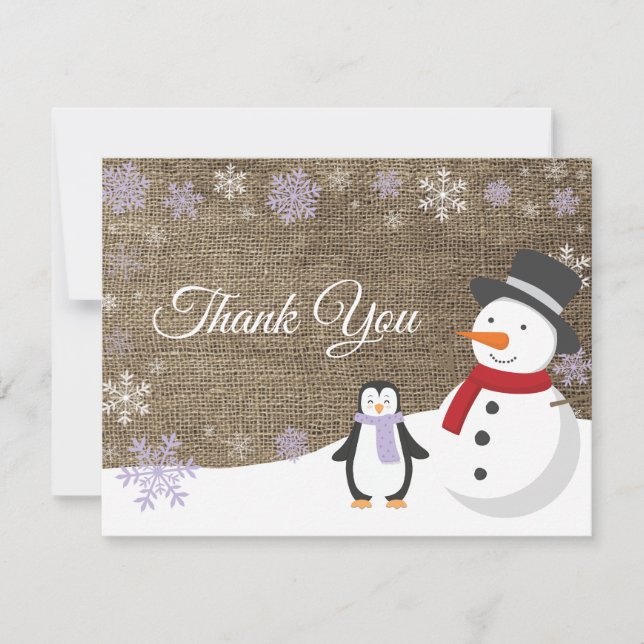 Winter Christmas Holiday Snowflake Thank You card (Front)