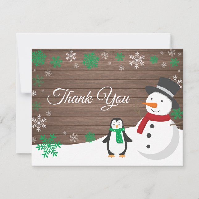 Winter Christmas Holiday Snowflake Thank You card (Front)
