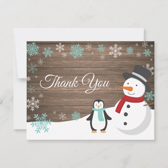 Winter Christmas Holiday Snowflake Thank You card (Front)