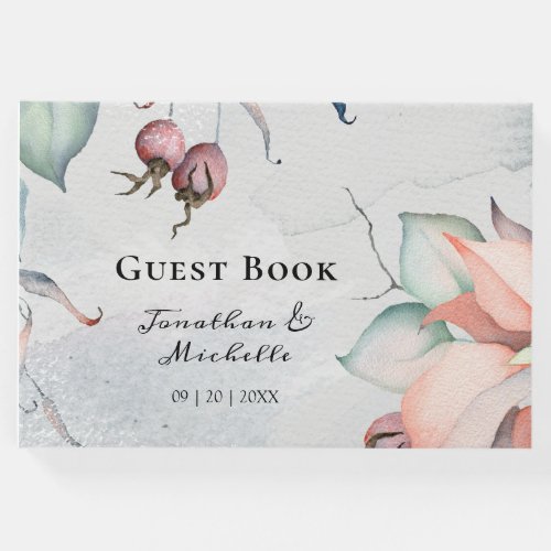 Winter Christmas Holiday Watercolor Wedding Guest Book