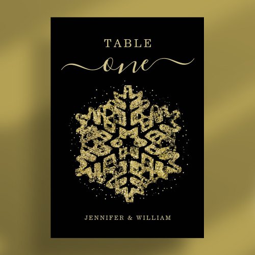 Winter Christmas Holiday Wedding Gold Black Table Number