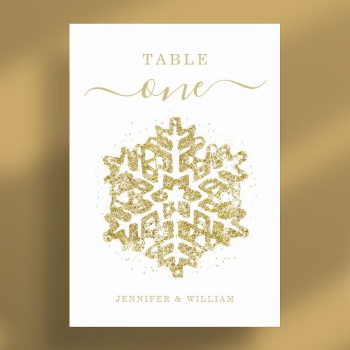 Winter Christmas Holiday Wedding Gold Table Number