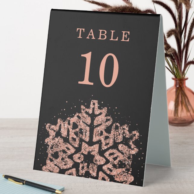 Winter Christmas Holiday Wedding Rose Gold Black  Table Tent (In SItu (Table))