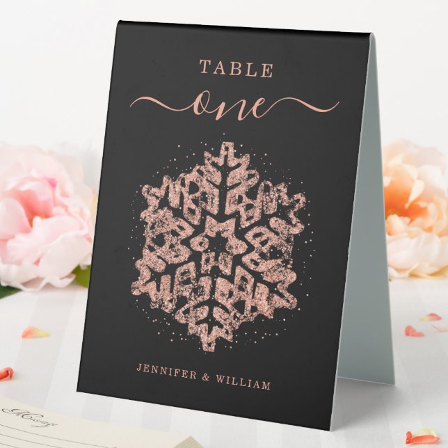 Winter Christmas Holiday Wedding Rose Gold Black  Table Tent (In SItu (Wedding))