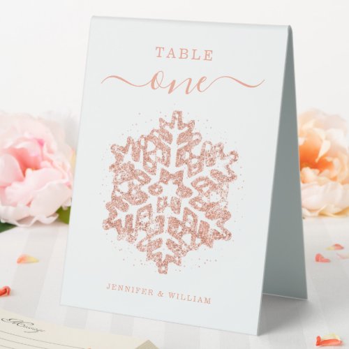 Winter Christmas Holiday Wedding Rose Gold  Table Tent Sign