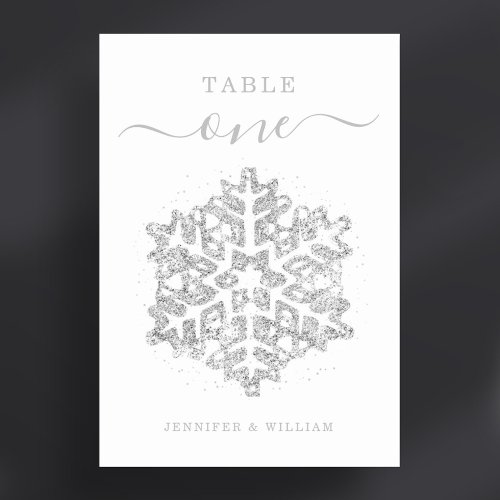 Winter Christmas Holiday Wedding Silver  Table Number