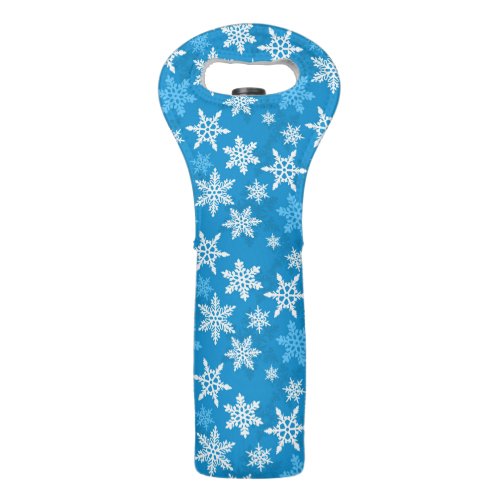 Winter Christmas Holidays Blue Snowflake Pattern Wine Bag