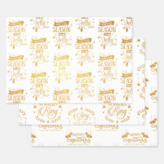 Winter Christmas Holidays Quotes Typography Foil Wrapping Paper Sheets at Zazzle