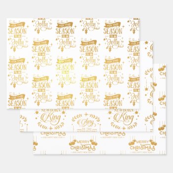 Winter Christmas Holidays Quotes Typography Foil Wrapping Paper Sheets by Style4Home at Zazzle