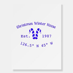 Winter Christmas house blue candy canes est. Year Foam Board