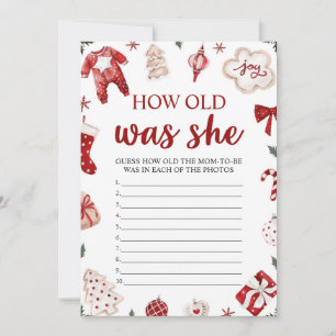 Winter Christmas How Old Was She Baby Shower Game Invitation