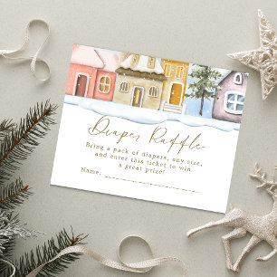 Winter Christmas It takes a Village Baby Shower   Enclosure Card