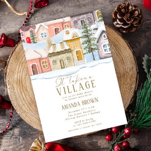 Winter Christmas It takes a Village Baby Shower  Invitation
