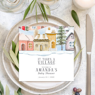Winter Christmas It takes a Village Baby Shower  Napkins