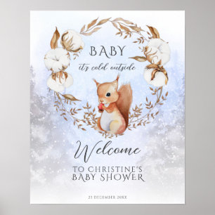 Winter Christmas It's Cold Outside Baby Shower Pos Poster