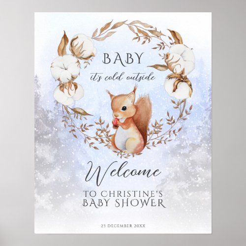 Winter Christmas Its Cold Outside Baby Shower Pos Poster