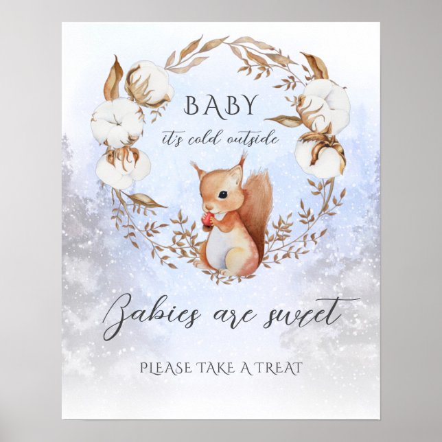 Winter Christmas It's Cold Outside Baby Shower Pos Poster (Front)