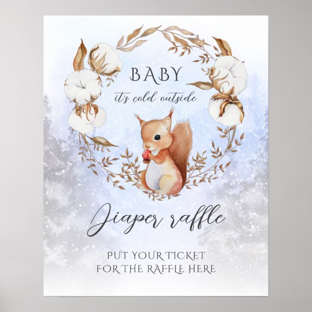 Winter Christmas It's Cold Outside Baby Shower Poster (Front)