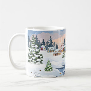 Winter Christmas landscape with snow-covered house Coffee Mug