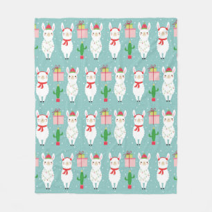 Winter Christmas Llamas Holidays Fleece Blanket