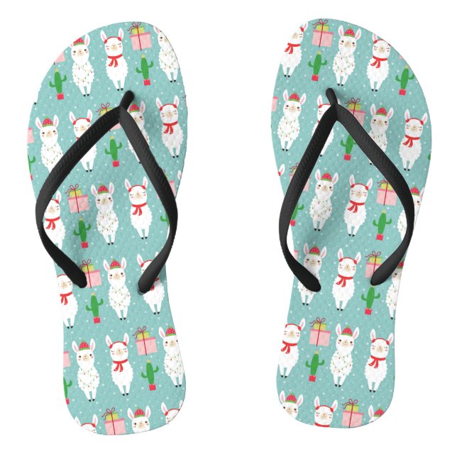 Winter Christmas Llamas | Holidays Flip Flops (Footbed)