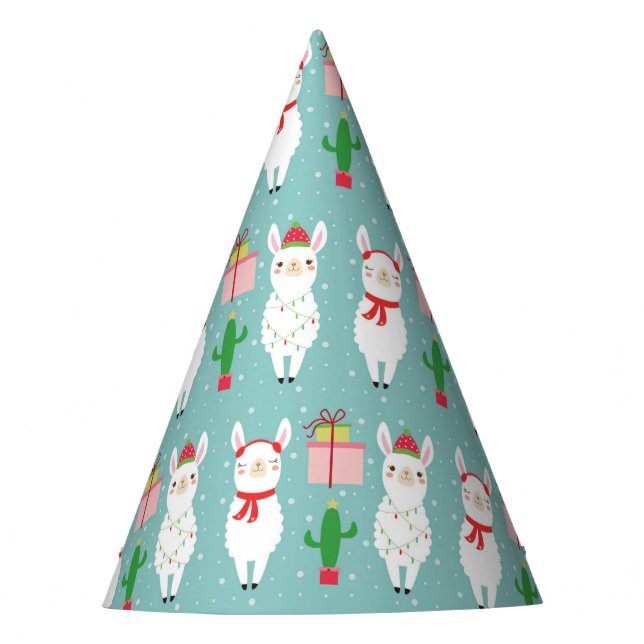 Winter Christmas Llamas | Holidays Party Hat (Front)