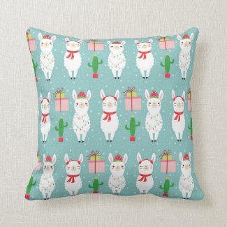 Winter Christmas Llamas | Holidays Throw Pillow