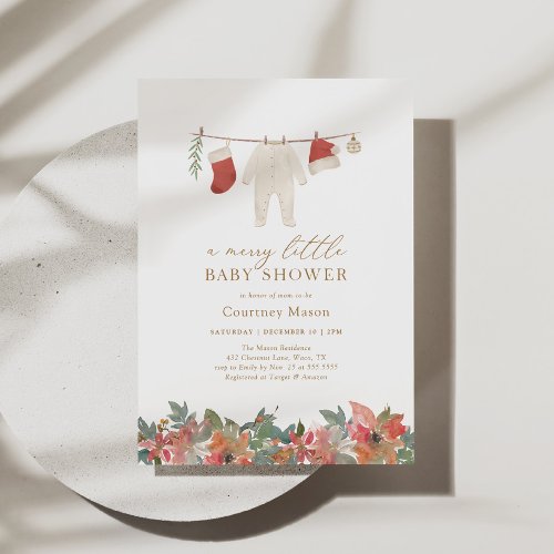 Winter Christmas Merry Little Baby Shower Invitation