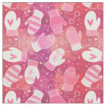 Winter Christmas Mittens Pattern in Pink Fabric